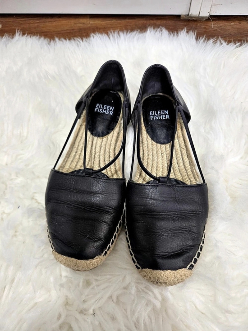 Eileen Fisher Espadrille Flats Black & Tan US 5